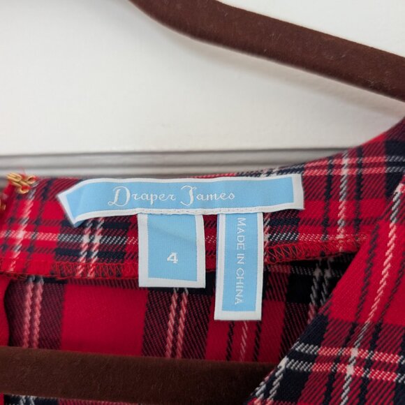 Draper James Plaid Ruffle Shoulder Red Dress Sz 4 EUC / Like New - Picture 3 of 4